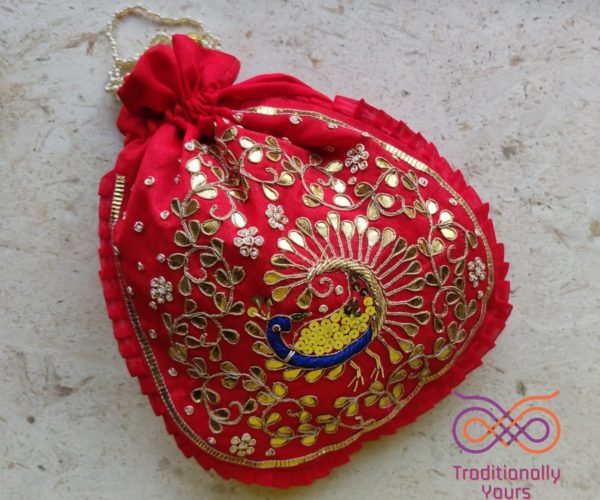 peacock handwork potli