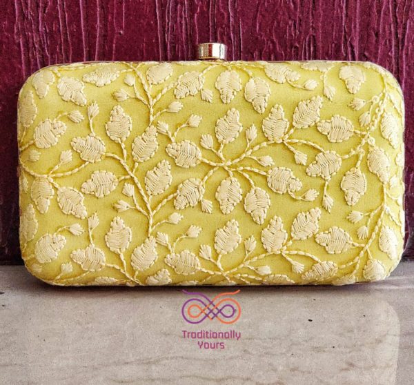 Chikankari leaf design Clutch