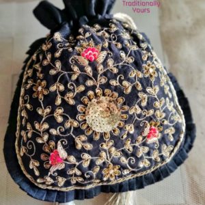 black handwork potli