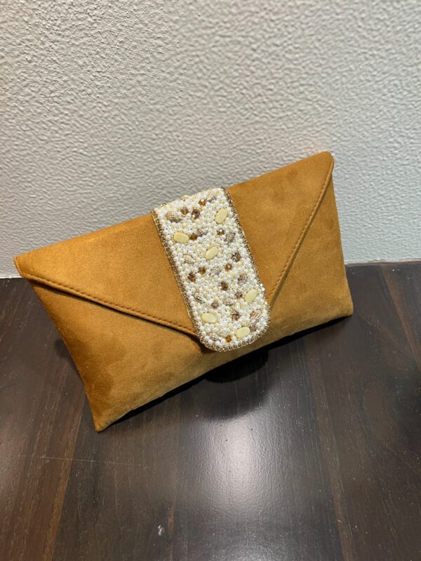 handwork Suede pearl clutch