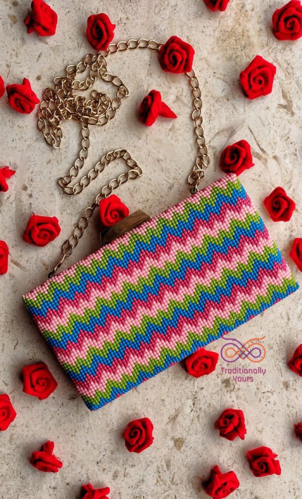 beads handwork box clutch