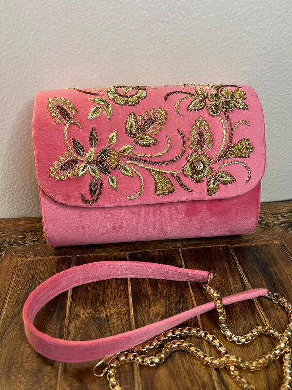 zardozi handwork clutch purse