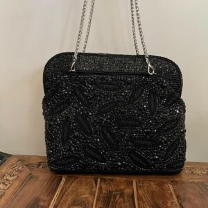 Black stonework clutchbag