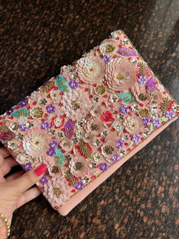 Baby pink Sequins Flap Clutchbag