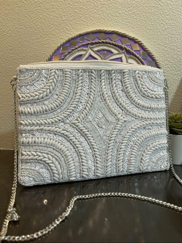 White handcrafted sling bag