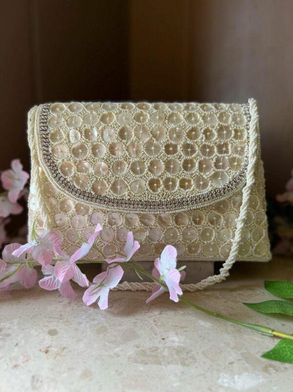 Shell and pearl clutchbag