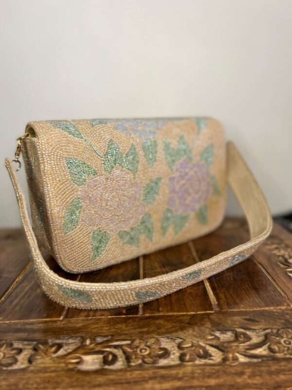 Floral rose design clutch bag