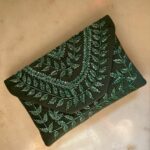 suede handwork clutch bag