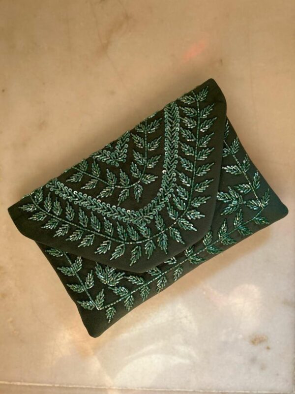 suede handwork clutch bag