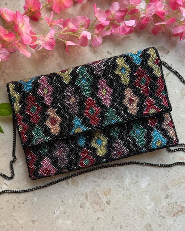 Multicolor beaded purse with handwork