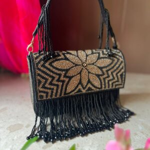 Tassels handcrafted evening clutch bag