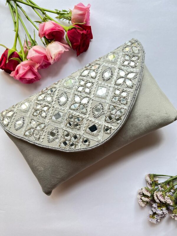 Mirrorwork clutch bag