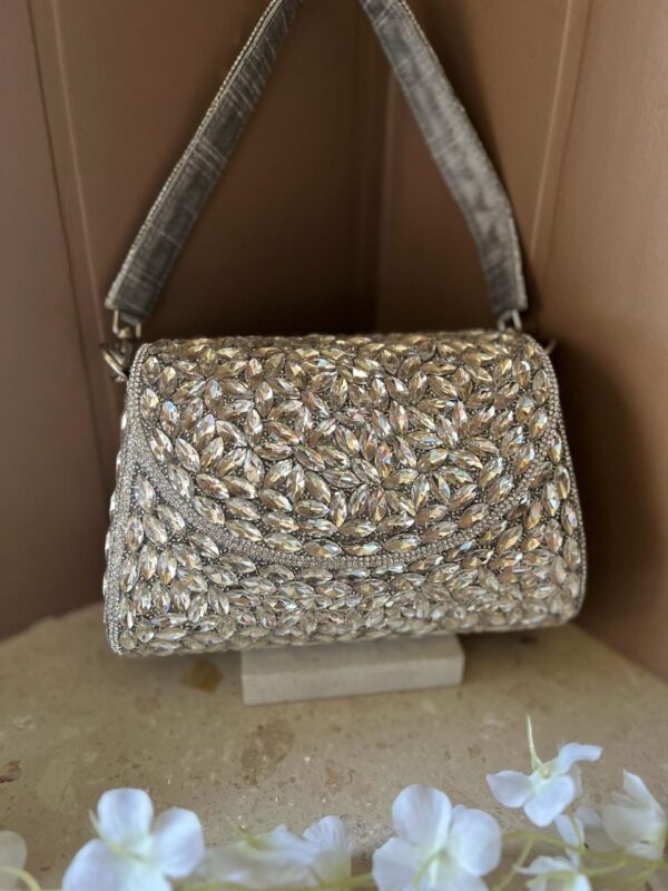 Stonework wedding clutch bag