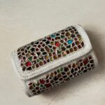 Stonework handcrafted clutch bag