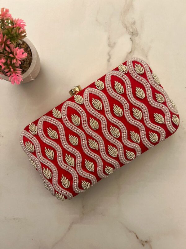 Pearl and zardozi clutch bag