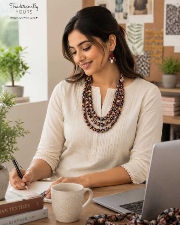 Fabric beaded necklace,