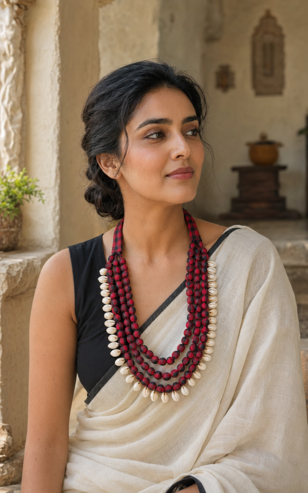 fabric jewellery, 3 layered with earrings