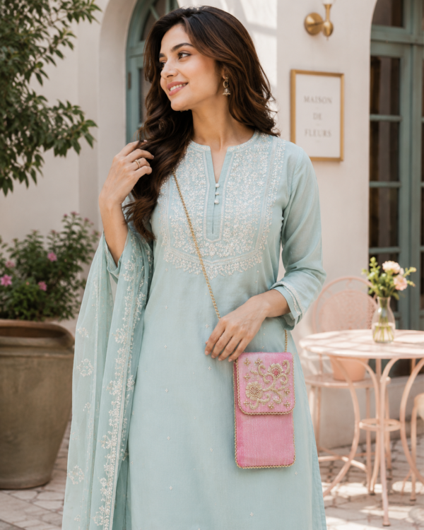 Zardozi Embroidered Mobile Sling| luxury 1 side work