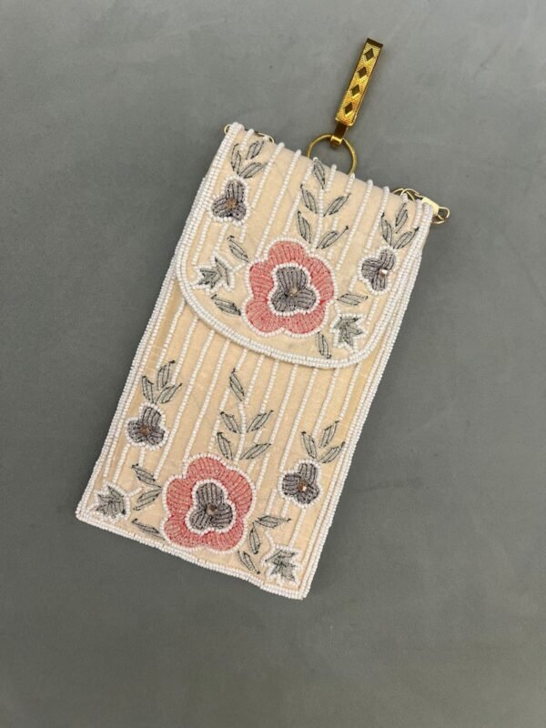 Pearl Embellished Floral Mobile Sling | Limited Edition, 1 side work